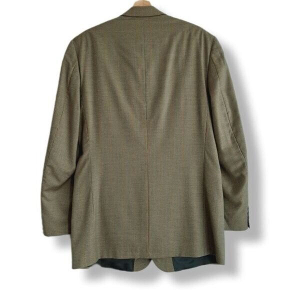 SAVILE ROW 100% Wool Blazer Jacket Plaid Beige Men's Sz 42 R - Picture 2 of 14